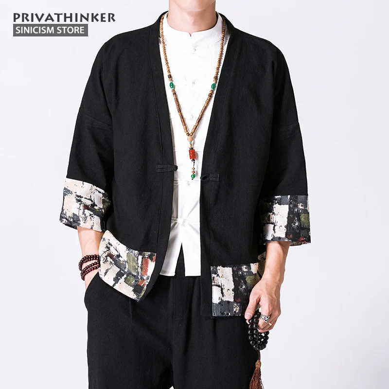 Sinicism Store 5XL Cotton Linen Shirts Men Kimono Chinese Traditional