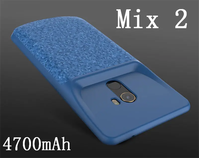 Neng External Cover Backup power bank Charging Capa For Xiaomi Mix2 2s Shockproof Battery Charger Case 5200mAhFor Xiaomi A2 Case - Color: For Mi Mix2 Blue