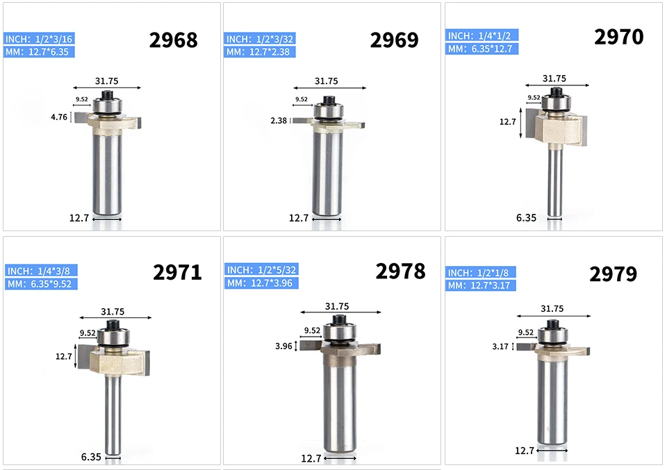 HUHAO 1 шт. 1/" хвостовик T тип бит с подшипник, деревообрабатывающий инструмент фрезы для дерева Rabbeting бит Концевая фреза