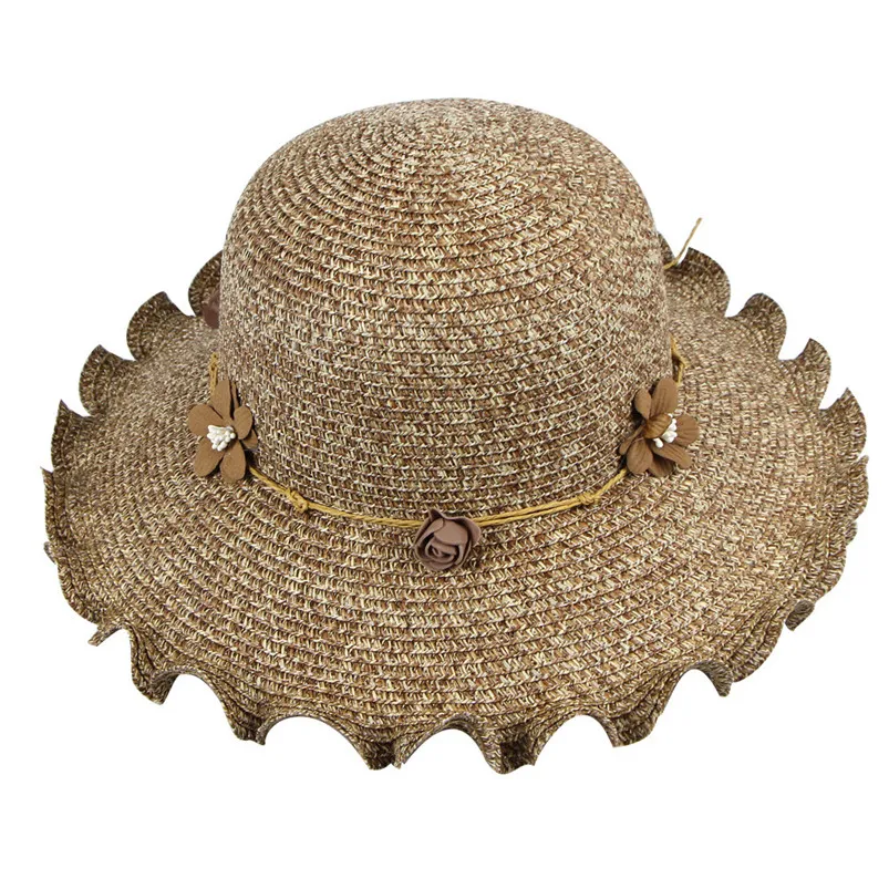 2019 Fashion Style Summer Hat Spring And Summer Women Sunshade Flower Lace Rope Sun Hat leisure folding fisherman hat H14 (7)