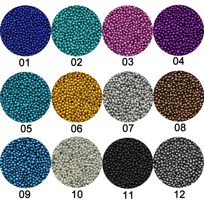 

1 Box Caviar Manicure Nail Art Mini Beads Rhinestones for Nails Micro Rhinestone Crystal 3D Nail Art Decorations 12Color Choose