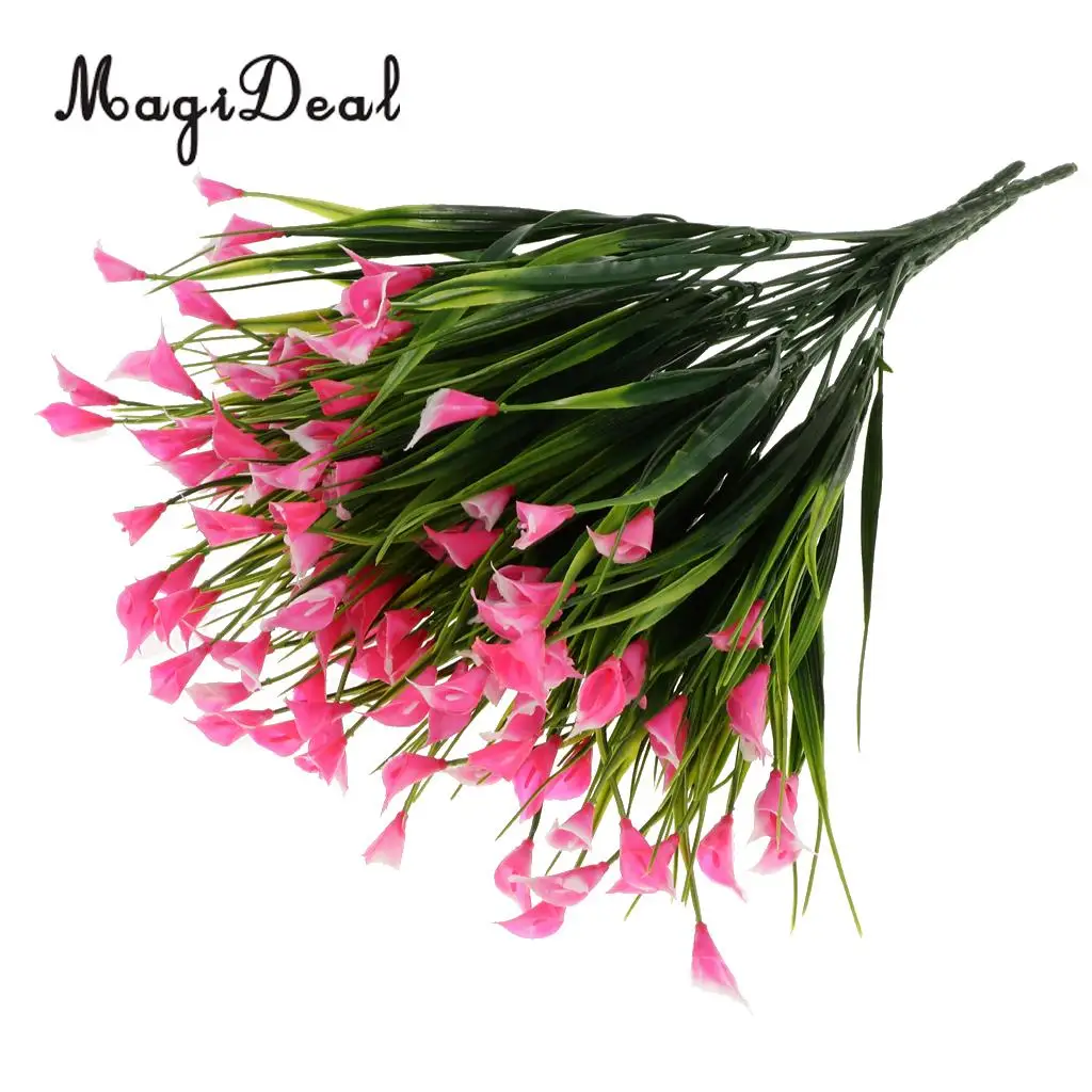 4pcs Artificial Shrubs Calla Lily Plastic Greenery Plants Flower Arrangement for Home Kitchen Dining Room Hanging Decor