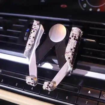 

1 Piece Car Air Vent Phone Holder GPS Holder Handmade Rhinestone Outlet Clip Type Multi-function Universal 360 Degree Rotation
