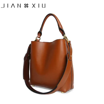 

JIANXIU Brand Genuine Leather Bag Luxury Handbags Women Bags Designer Handbag 2019 Napa Leather Bucket Shoulder Composite Bag