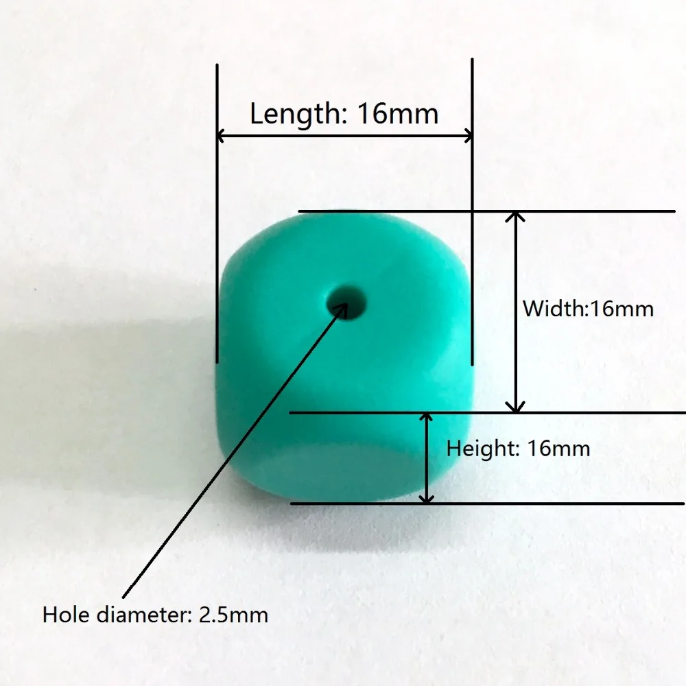 16mm dice silicone teething beads