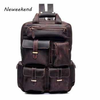 

Men's Backpack Genuine Leather Large Capacity Travel Utility Men Leather Bag Men Backpack Vintage YD-8027