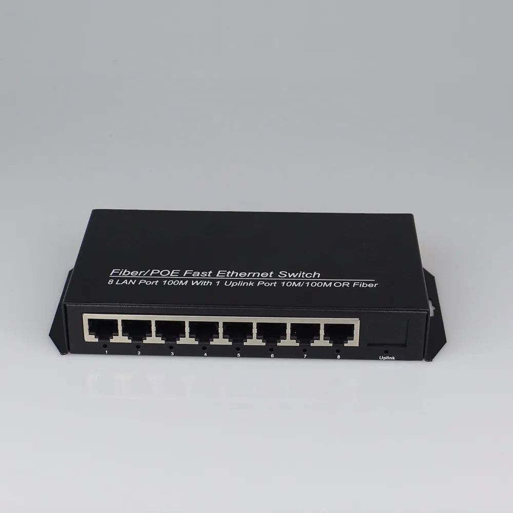 1 порт 100 Мбит/с SC волокно и 8 портов RJ45 быстро оптоволоконный переключатель Ethernet одномодовый оптоволоконный усилитель-медиа-конвертер 20 км