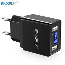 RAXFLY Dual Ports Phone Charger For iPhone Samsung Tablet Digital Display USB Charger 5V/2.4A Fast Charging Travel Wall Chargers