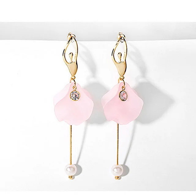 Элегантные балетные танцевальные женские серьги в виде ракушки жемчужный цветок лепесток серьги с кисточками для женщин Свадебные Длинные Pendientes Bijoux O5E789 - Окраска металла: pink earrings