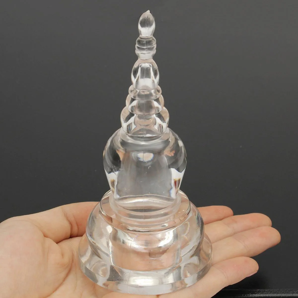 1PC Transparent Clear Acrylic Crystal Buddha Stupa Tower Tibet Buddhist Decoration