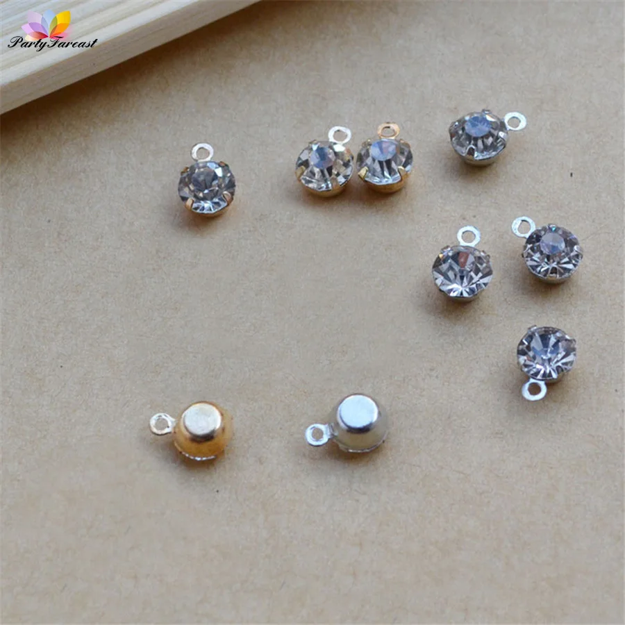 PF 6mm 100pcs/lot Charm Rhinestones Pendant Flatback Strass Adhesive for Crystals Diy Crafts Appliques Wedding Dress TZ040 | Дом и сад