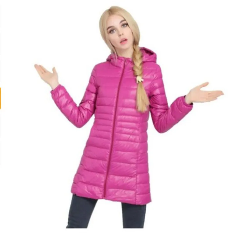 Парка Mujer новая брендовая осенняя куртка-пуховик Женская длинная куртка на утином пуху верхняя одежда Ультралегкая Тонкая зимняя куртка с капюшоном 7XL