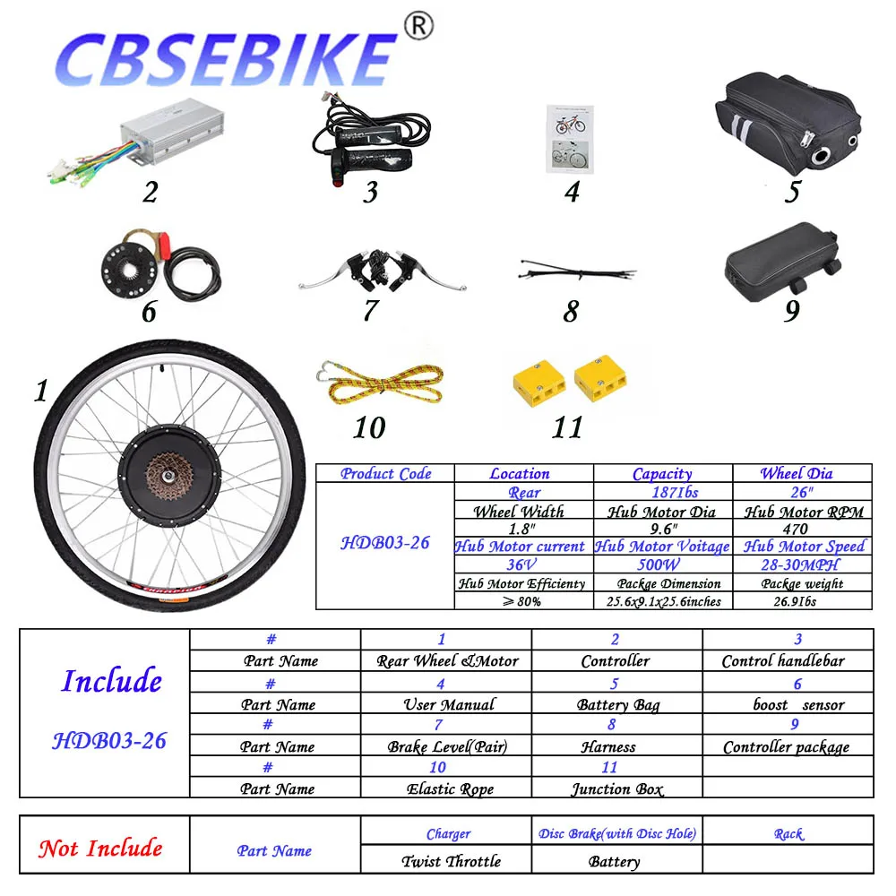 Ebike заднее колесо высокоскоростной конверсионный комплект 36v250w 36v500w 48v500w 48v1000w 26 дюймов ступица двигателя HDC01-26 - Цвет: 26inch 36v500w HDB3