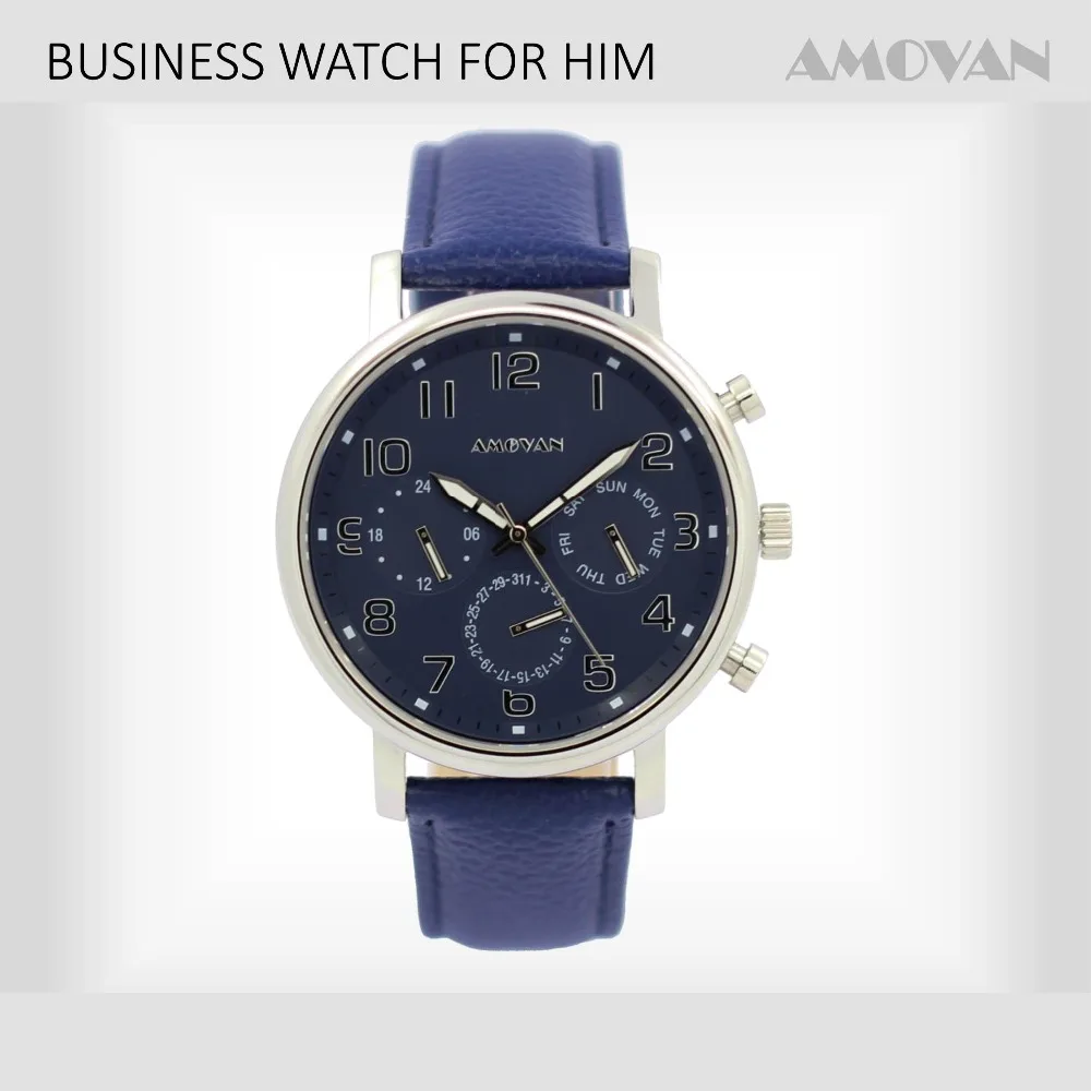 Top Brand AMOVAN Нержавеющей Бизнес часы моды классические наручные мужчины