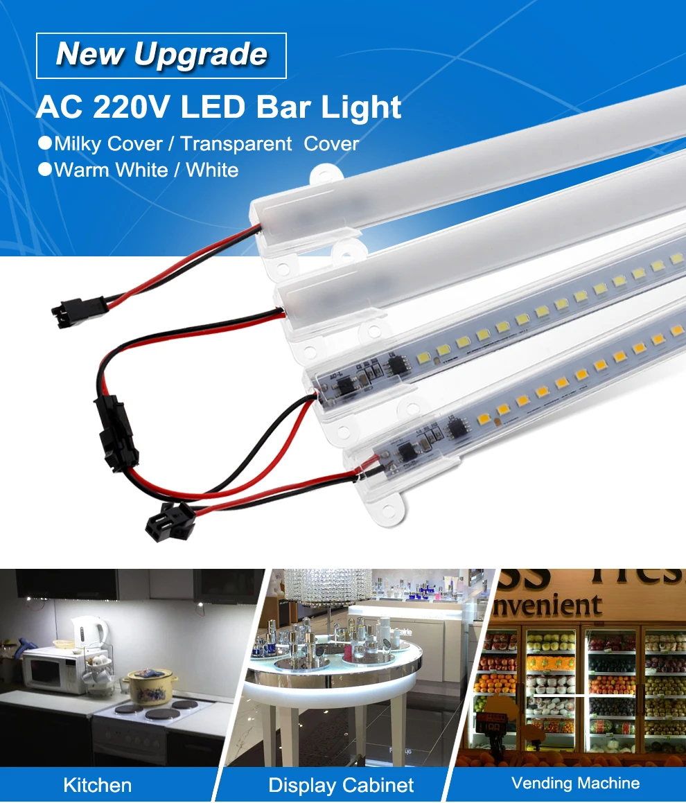 5 шт./лот светодиодный барный свет AC220V 2835 SMD светодиодный светильник 50 см 72 светодиодный s молочный/прозрачный чехол высокая яркость кухонная лампа для шкафа