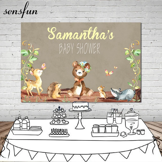 Sensfun Woodland Baby Shower Backdrops Bear Animal Birthday Party