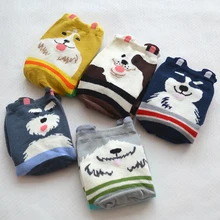 1 пара Симпатичные Пёс из мультфильма женские хлопковые носки Kawaii полосатый Собака забавная девочек Повседневное экипажа носки