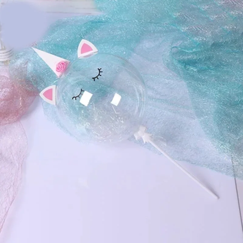 Торт Топпер Единорог прозрачный шар украшение день рождения торт Карта мультфильм животных плагин кошка