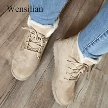 Дизайнерские ботинки для женщин; женские меховые ботинки на шнуровке; Botas Mujer; зимние сапоги высокого качества; замшевые плюшевые Прошитые ботинки; botas zapatos mujer