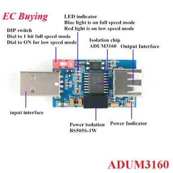 

USB Isolator 1500V Isolator ADUM3160 Module Coupling Protection Board USB to USB Isolation with USB 2.0