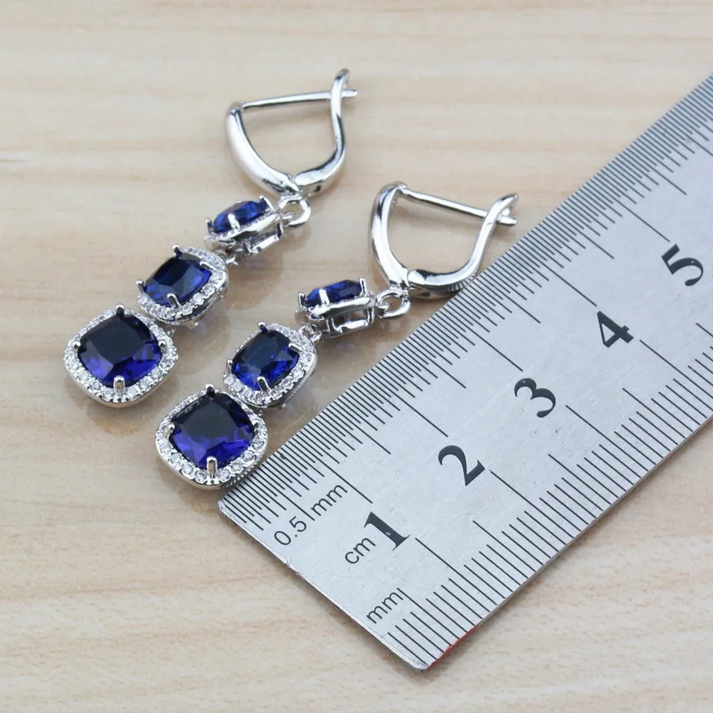 Элегантные женские модные аксессуары из стерлингового серебра 925 пробы с натуральный голубой камень Ювелирные наборы висячий браслет и кольца наборы