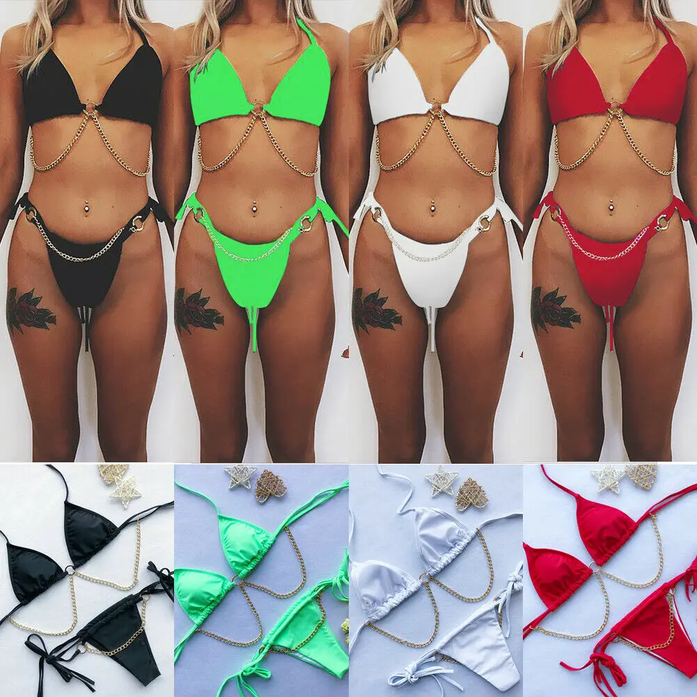 

2019 Women Swimwear Bathing Suit Swimsuit Sexy Bra Bandage Bikini Set Push Up Beachwear