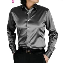 Для мужчин рубашка custom Повседневные комплекты одежды шелковый атлас с длинным рукавом Повседневное Рубашки для мальчиков Модный стиль жениха Рубашки для мальчиков красивый