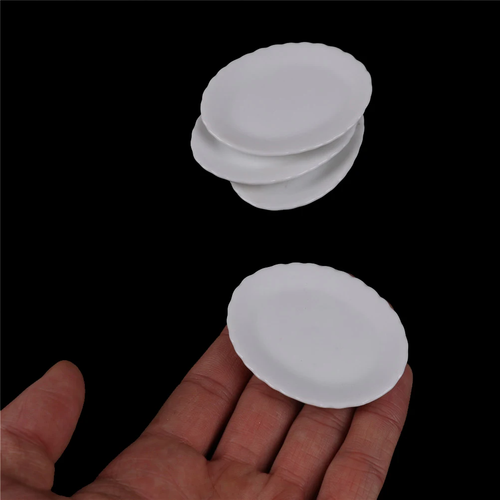 1/6 1/12 Dollhouse Miniature White Ceramics Dish Plate Doll House