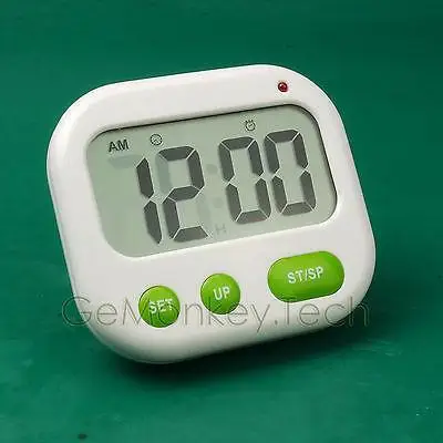 

Dual Alarm Travel Desktop Timer LCD Vibration Clock Countdown Blue Backlight