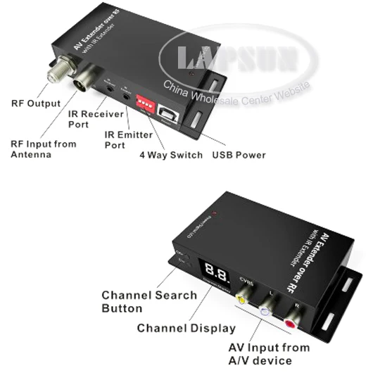 RF101 RF201 RF301 Композитный RCA AV ТВ к RF коаксиальный комплект передатчика+ RF& ИК удлинитель повторитель сигнала с Излучатель и приемник дистанционного Управление