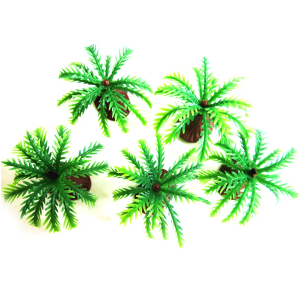 10pcs Mini Landscape Model Palms Tree Fish Tank Decoration Aquatic Plants Green Coconut Green Scenery kids toy