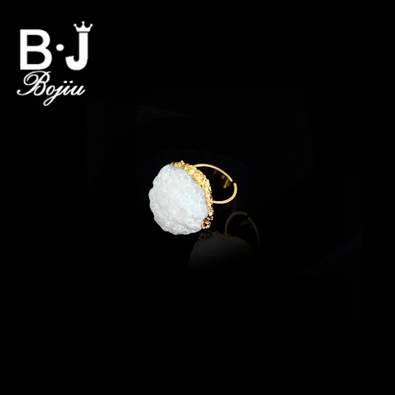 Bojiu белая Друза кольцо Регулируемый размер кольца для женщин медь золотого цвета женские кольца модные ювелирные изделия для вечерние RI007