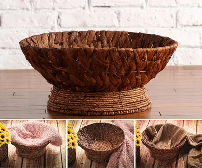 

Creative Newborn Photography Prop Baby Posing straw weaving Basket Fotografia Accessories Infant Studio Shooting Photo Props