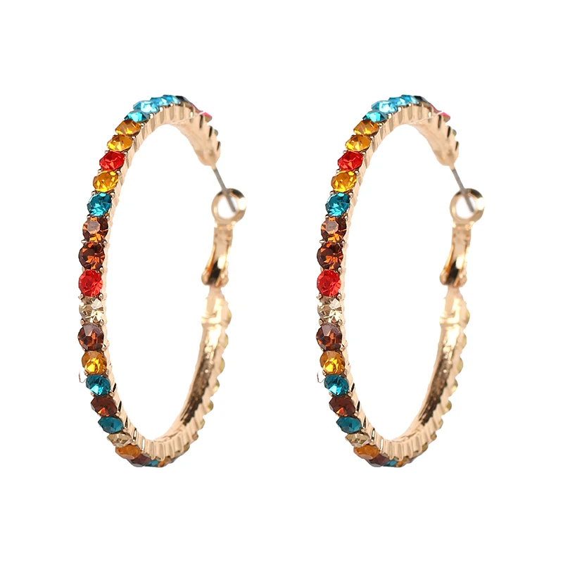 FASHIONSNOOPS New Colorful Crystal Drop Earrings Women Trendy 2019 Geometric Pendant Earrings Wedding Party Fashion Jewelry