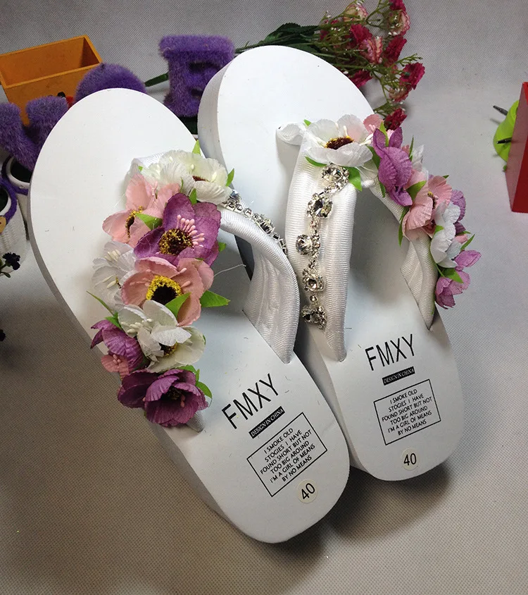 New Diamond Beach Handmade Flip Flops Slippers Beautiful Fashion Cheap Womens Wedges Shoes With High Heel Footwear Online52