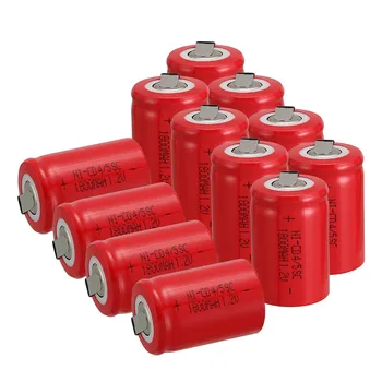

Russian seller! 12 PCS Ni-Cd 4/5 SubC Sub C battery Rechargeable Battery 1.2V 1800mAh with Tab 3.3cm x 2.2cm
