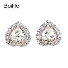 Женские, свадебные ювелирные изделия Свадебные серьги VS/H сердце Природные Алмазы одноцветное Белое золото 14 карат Обручение Юбилей классические серьги