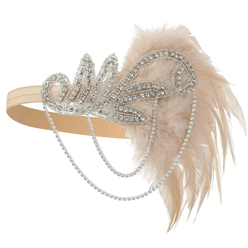 

20s Headpiece Vintage 1920s Headband Flapper Great Gatsby (Champagne)