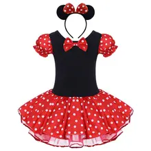 Летнее платье-пачка для девочек, костюм Минни с повязкой на голову, детские маскарадные платья с Микки Маусом, детская праздничная одежда с героями мультфильмов на день рождения