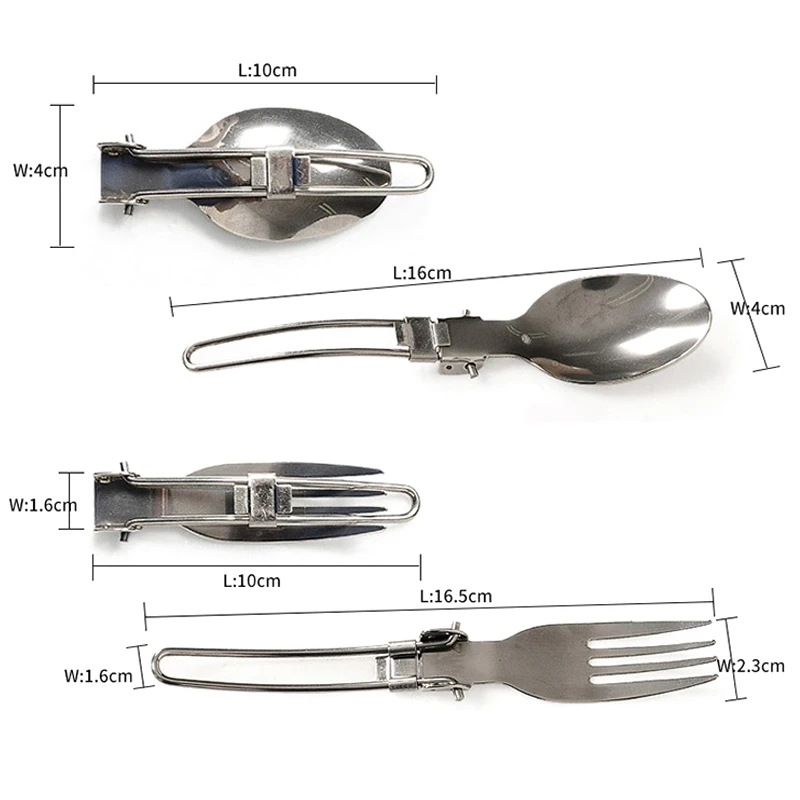 3 piezas plegables de acero inoxidable portátil vajilla cuchara tenedor Kit con bolsa de almacenamiento para Camping al aire libre Picnic barbacoa BB55