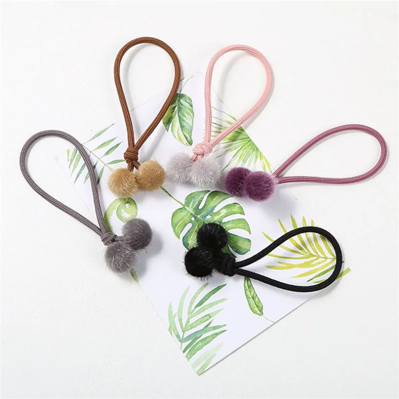 

1PCS 2 Hair Balls Knotted Elastic Hair Bands Toys For Girls Handmade Bow Headband Scrunchy Kids Hair Accessories For Womens 2018
