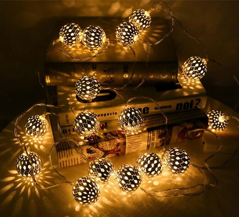 Рождественское украшение LED железный шар свет 2 5 м 20LED золотой серебряный полый