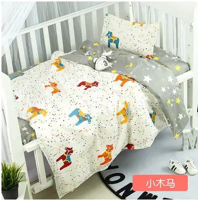 

With Filling pony Pure Cotton Crib Bed Linen For Children Baby Kids Cotton Cot Nursery bedding ,Duvet /Sheet/Pillow