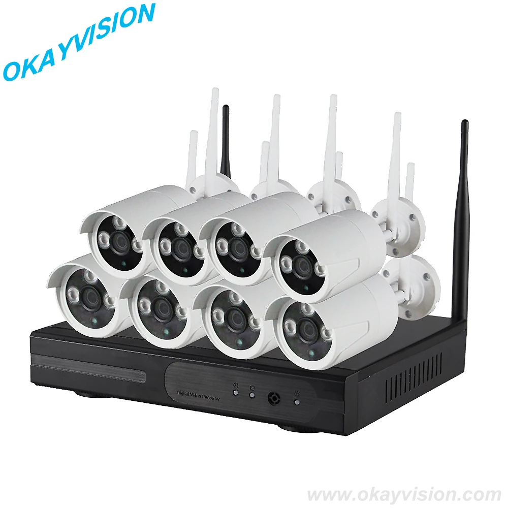 8ch HD P2P Беспроводной NVR комплекты Plug and Play CCTV Системы Surveillance Kit 960 P Открытый