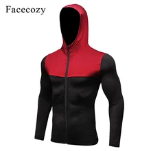 Facecozy, мужская тренировочная куртка с капюшоном, для бега, на молнии, из кусков, для йоги, фитнеса, дышащий Топ, безрукавка, для кожи, спортивные куртки
