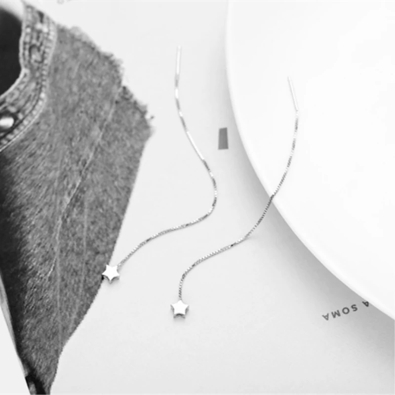 

Ear Wire Temperament Star Long Korean Hypoallergenic 925 Sterling Silver Personality Fashion Female Earring SEA068