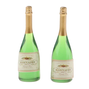 

Handcrafted 2 Pieces Dollhouse Miniature Drinks Dollhouse Champagne Drink Bottles 1/12 Scale Mini Bar Pub Life Scenes Accessory