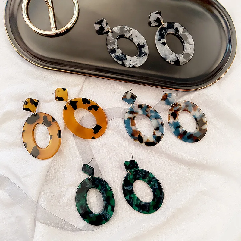 

Women Colorful Acetate Earings African Bohemia Face Dangle Jewelry Statement Acrylic Earrings forwholesale Leopard Boho Resin