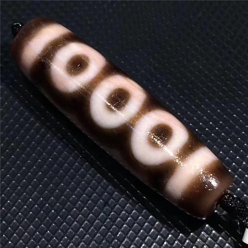 

190112-2 High Quality Natural Stone 5 Eyes Cinnabar Dots Tibetan Dzi Beads Powerful Amulet Collectible Real Tibet Beads