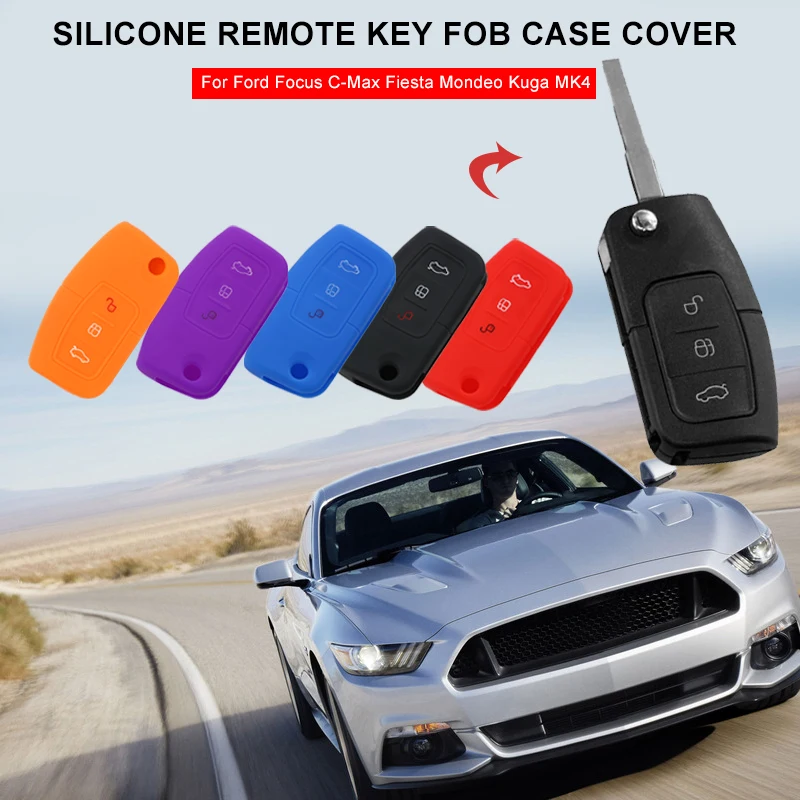 Vehemo Силиконовые дистанционного Брелок Обложка защита автомобиля чехол для пульта дистанционного управления автомобиля силиконовый чехол для ключей мягкий держатель для Ford Fiesta лиса